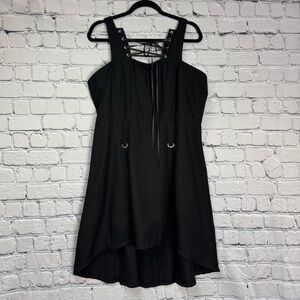 Royal Bones Daang Goodman Black High Low Lace-Up Square Neck Mini Dress Size XL